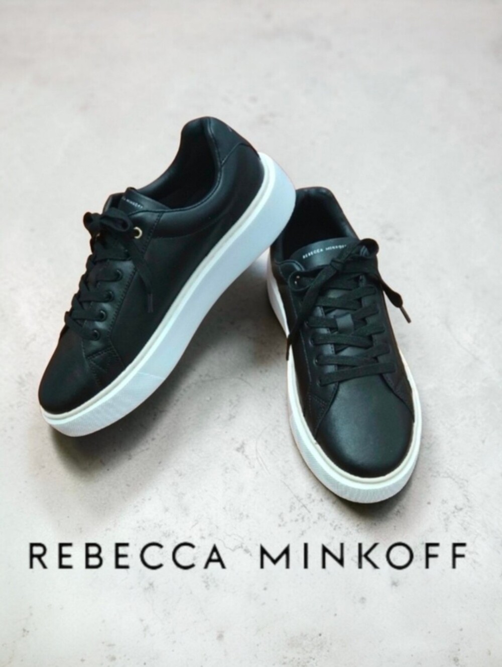 Rebecca Minkoff Leather Platform Sneakers Black White Size 10 NWT
